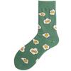 Summer Cotton Socks Trendy Socks Street Personality Illustrations Poached Eggs Harbor Jacquard Medium Tube Socks Socks Couple