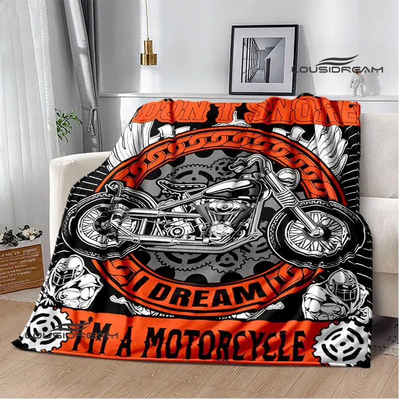 Motorcycle Retro Printing Blanket Flange Warm Soft and Comfortable Picnic Blanket Bed Linings Birthday Gift