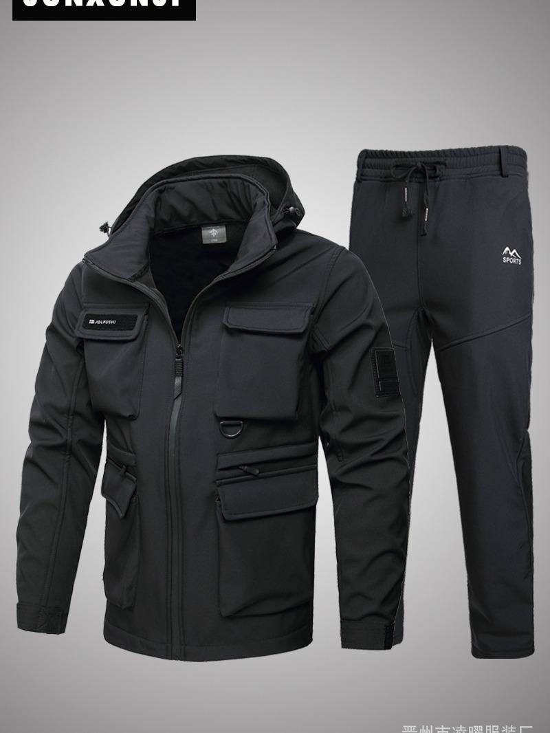 

Men s Waterproof Velvet-Enhanced Workwear Set: Warm, Camouflage, Wear-Resistant Outdoor Clothing for Autumn and Winter 175