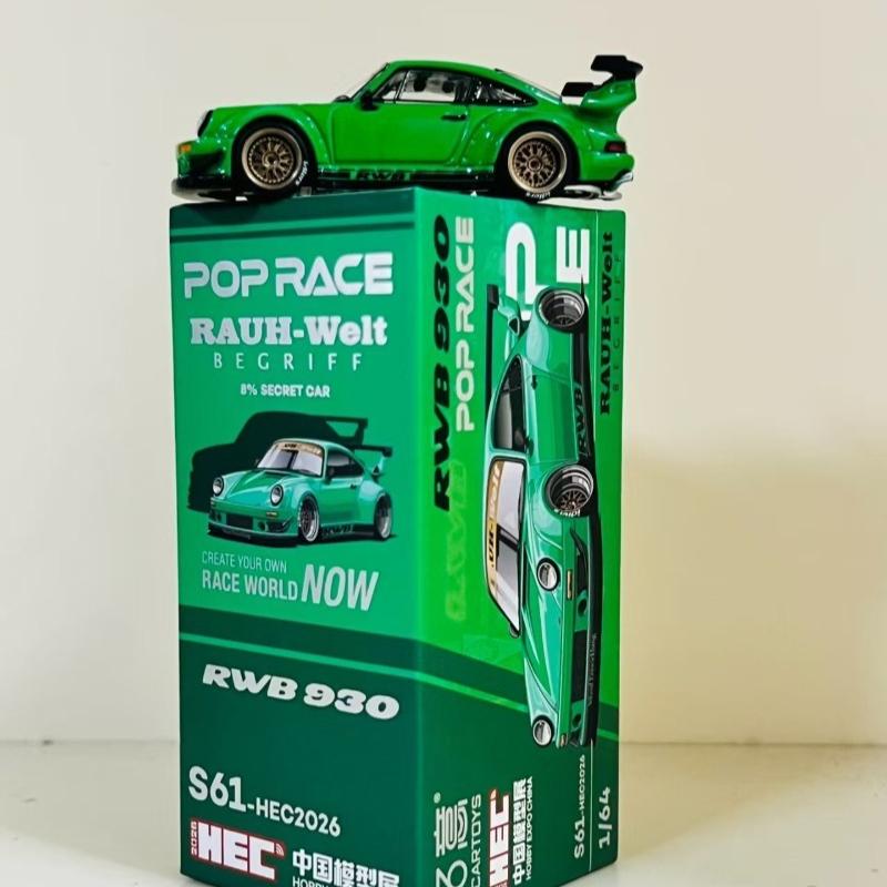 POPRACE 1/64 RWB 930 HEC 2026 Exhibition Limited New Spot Goods Collection Edition Alloy Die Casting Toy Car Festival Gift