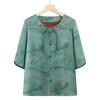 Embroidered Loose Stand Collar Shirt for Plus Size Mature Women