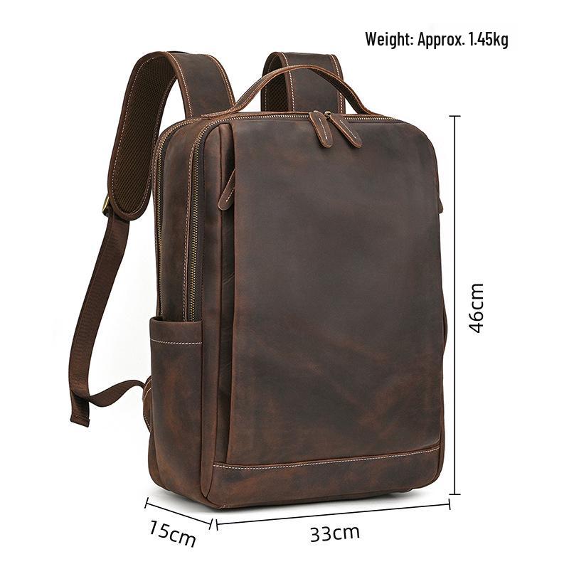 Vintage Crazy Horse Leder Rucksack für Damen und Herren - Echte Leder Reise- und Schultasche