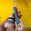 Mini Crochet Badminton Keychain Bright Color Car Keyring Knitted Badminton Pendant  Backpack Decor