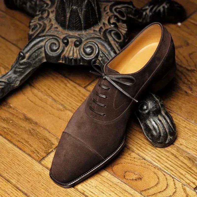 Fashion Men New Fashion Derby Shoes Pointed Anti Fleece Leather Lace Up Business Dress Leather Shoes Black Brown Size 38-48