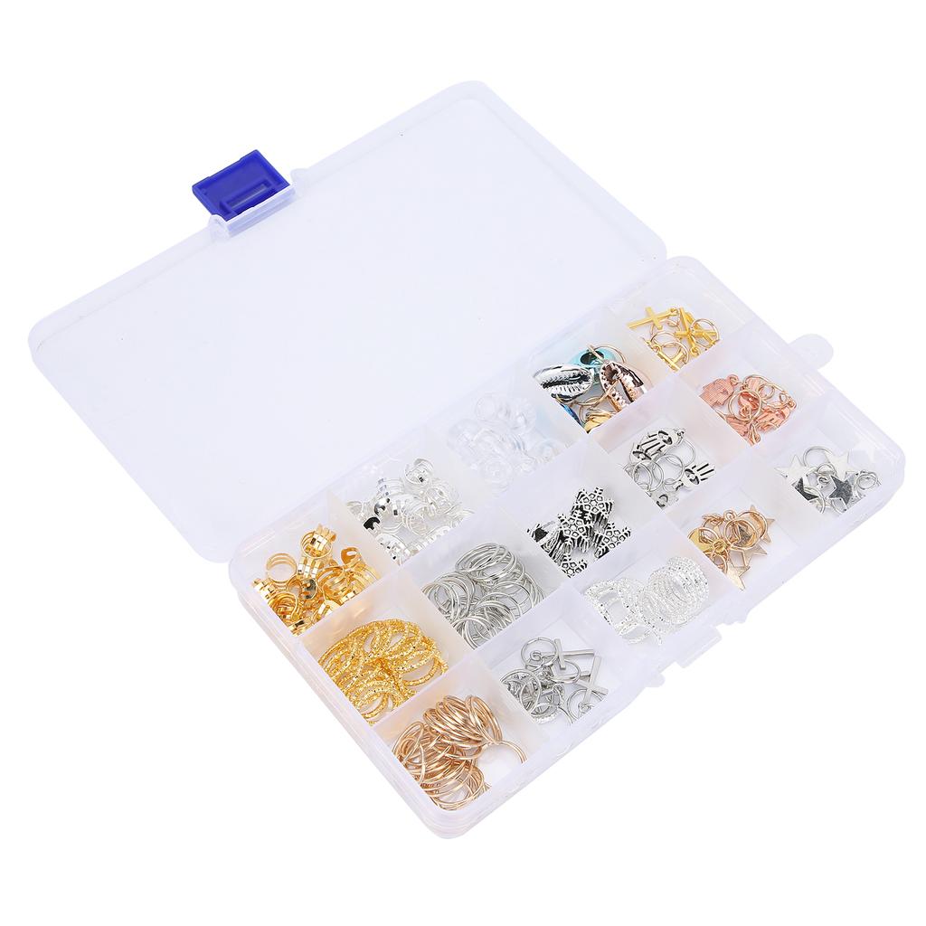 Hair Braid Rings Dreadlocks Beads Hair Rings Clip Earrings Hair Pendants Decoration Set