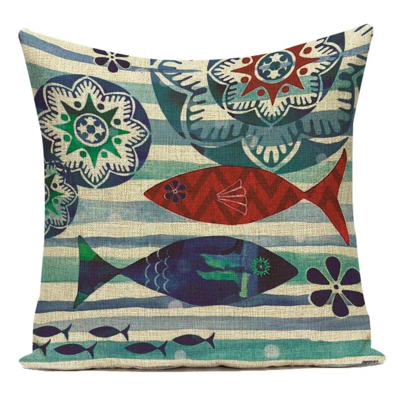 Fashion Nordic Style Marine Biology Conch Crab Octopus Cushion Cover Sea Whale Home Pillow Case Custom Pillows Covers