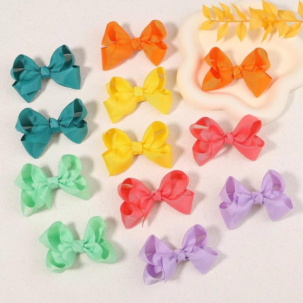 3/4/6/8inch  Boutique Handmade Colorful Solid Ribbon Grosgrain Hair Bow with Clips for Kids Girls Hair Accessories