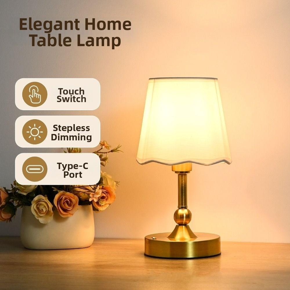 Touch Control Small Night Light Vintage Gold Bedside Lamp Atmosphere Lamp Bathroom
