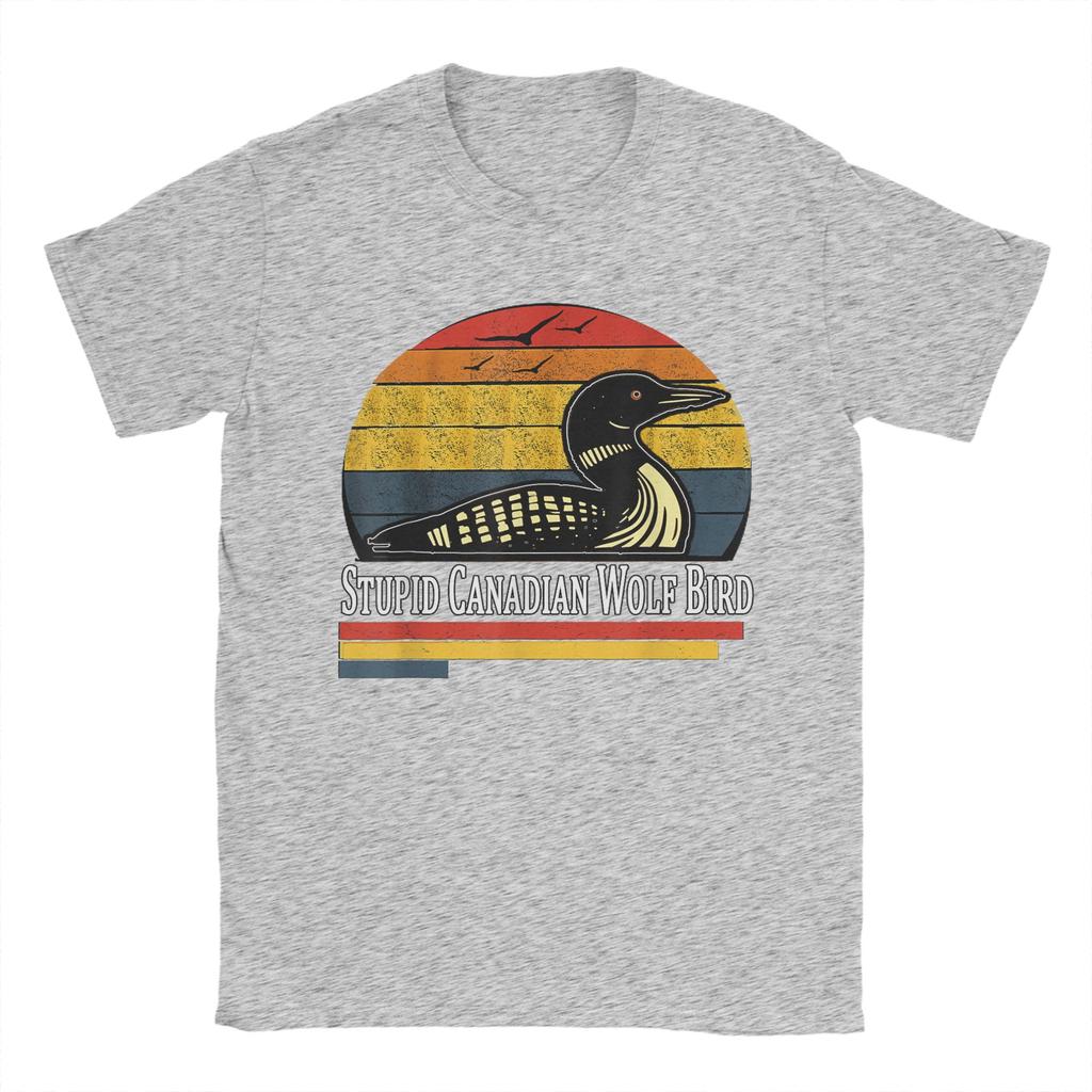Retro Stupid Canadian Wolf Bird Funny Lover Loon Humor T Shirt Summer Cotton T Shirts For Men Trending Print Tee Shirt Y2K Tops