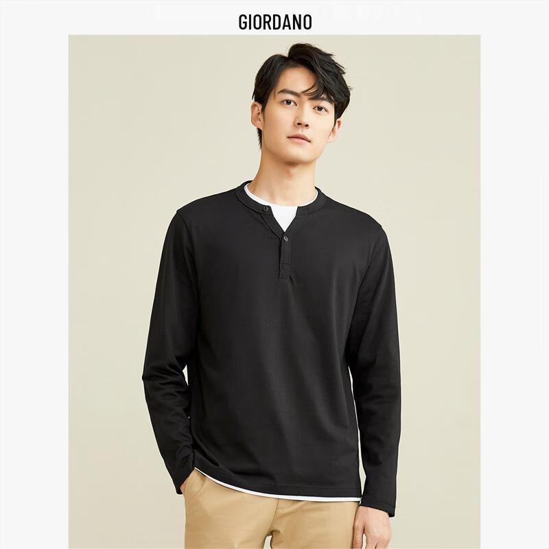 Giordano Men s Pure Cotton Henley Long Sleeve T-shirt S