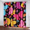 3D Butterfly Curtains For Living Room Kitchen Windows Home Decoration Rustic Floral Curtain Panels With Grommets Hooks