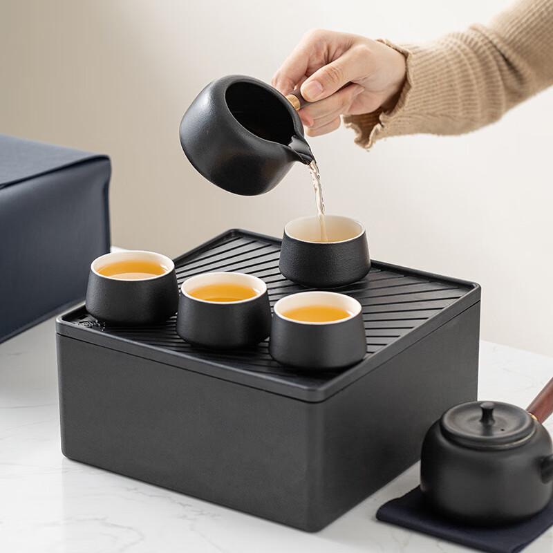 Portable Zen Black Dry Landscape Travel Tea Set Gift