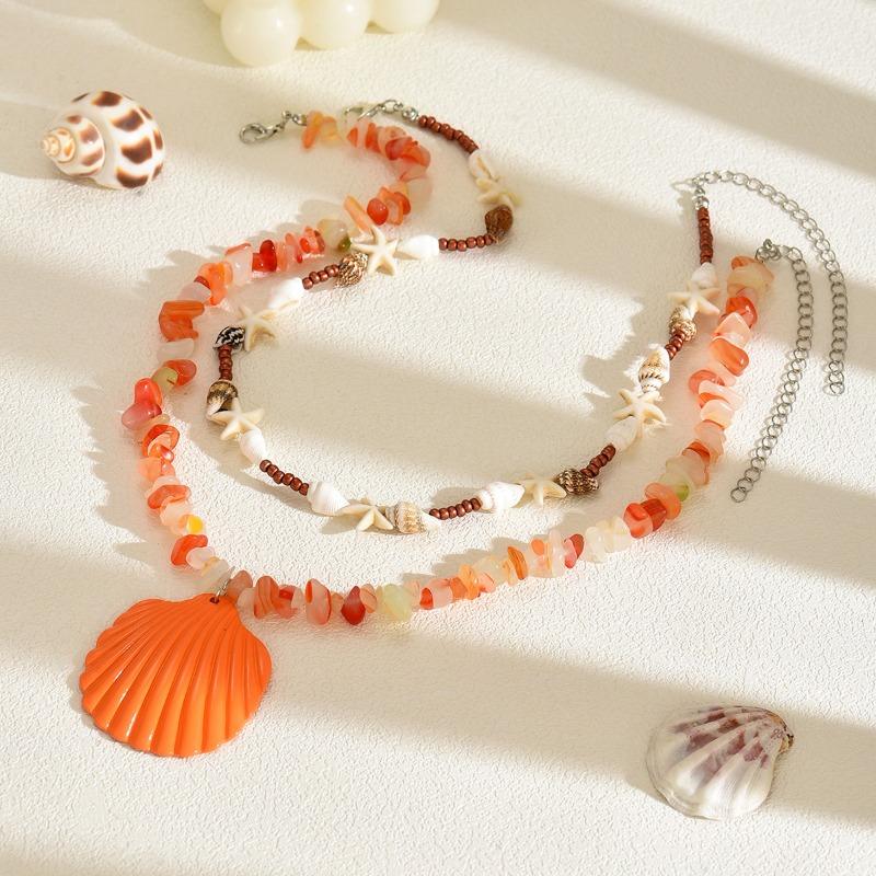 Beaded Necklace Bohemian Ocean Style Accessories Ladies Summer Shell Stacked Collarbone Chain