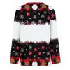 Women's Fashion Casual Slit Hem Round Neck Long Sleeve Loose Christmas Printed T-Shirt Ladies Top