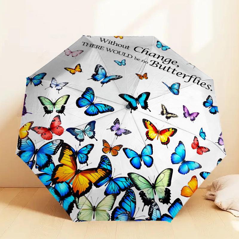 

1pc Butterflies Change Pattern Umbrella Design Automatic Opening and Closing Umbrella, High-quality Travel Umbrella, c1128070