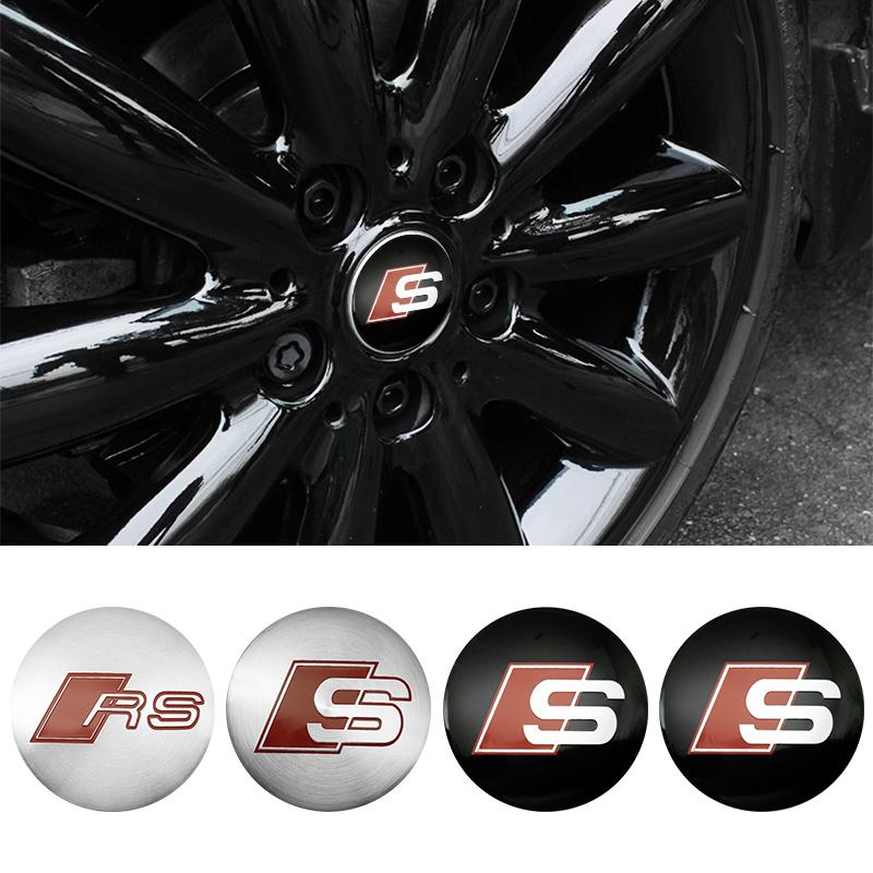 For Audi  A5 4Pcs 56mm Car Wheel Hub Cap Center Sticker Emblem Badge Decal Accessories For Audi A1 A3 A4 A5 A6 A7 Q3 Q5 Q7 RS3 RS4 RS5 S3 S4