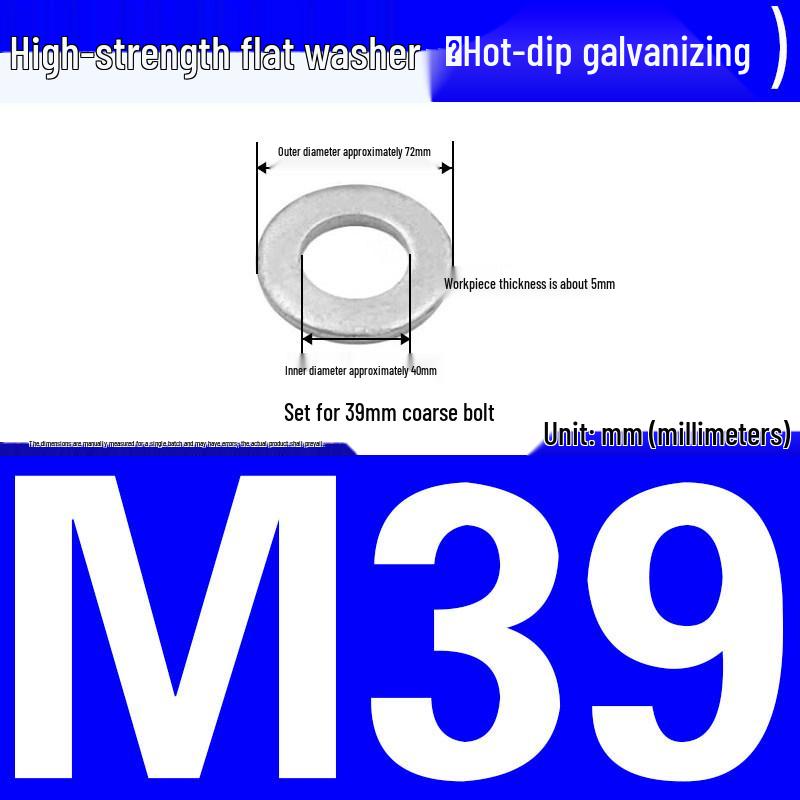 Thickened Hot-Dip Galvanized Washer & Nut Set with Spring Washers, M6-M42