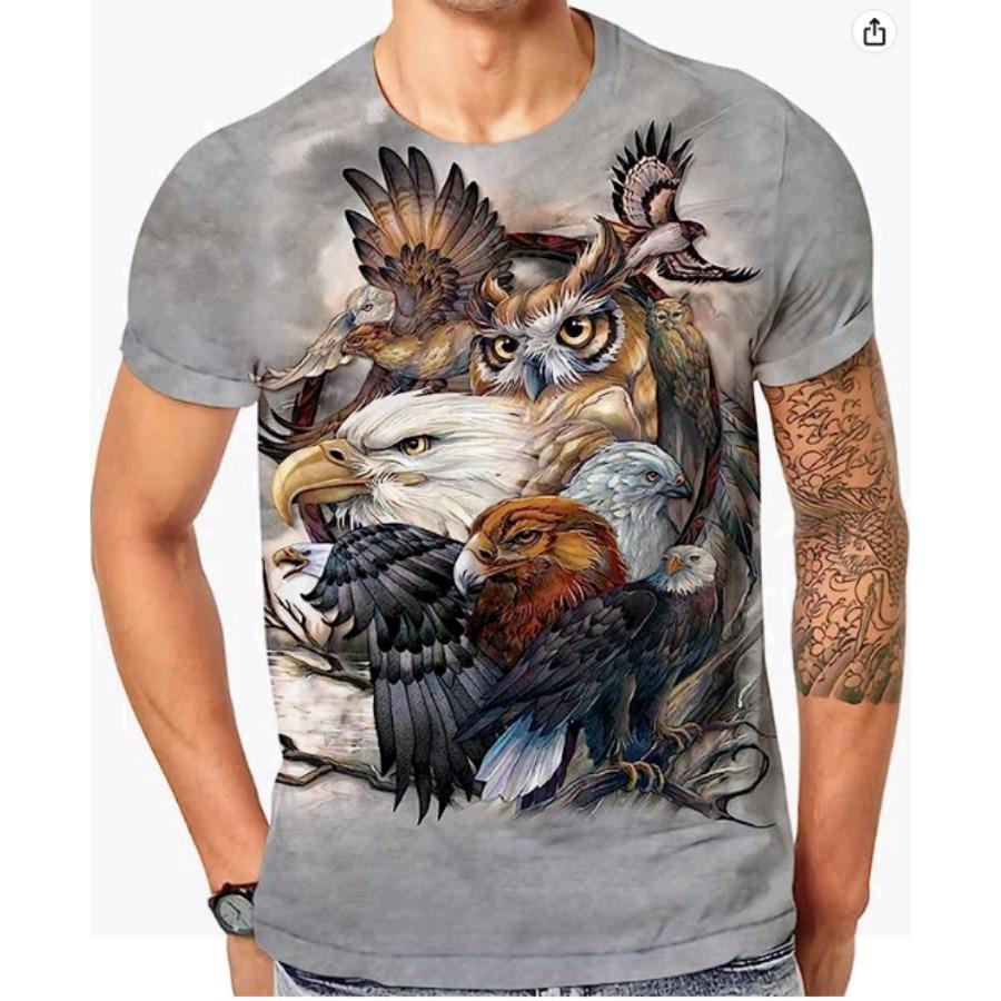 Sport Wear Men Animal Simple T Shirts Summer Round Neck Tees Short Sleeve Top Men's Plus Size 3d Print T Shirt