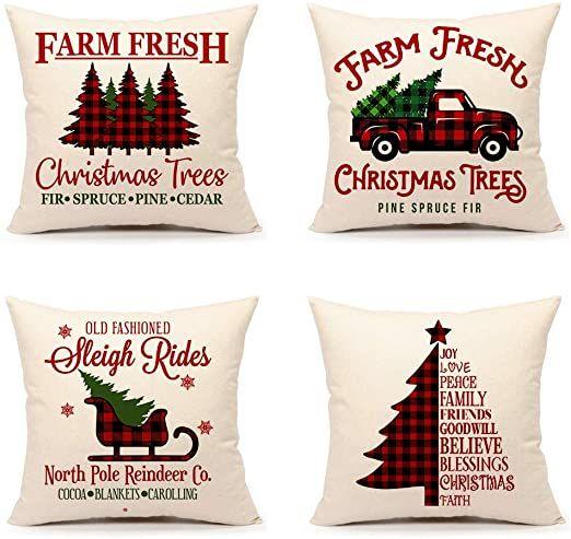 New Christmas Decoration Christmas Pillowcase 18 X 18 Inch Set of 4 Christmas Collection Cushion Pillowcases Custom Zipper Squar