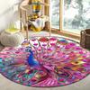 Colorful peacock pattern Flannel-printed round floor mats are slip-resistant Suitable living room bedroom terrace garden carpets