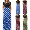 Women Fashion  Gradient Print Short  Sleeve Spaghetti Maxi Dress