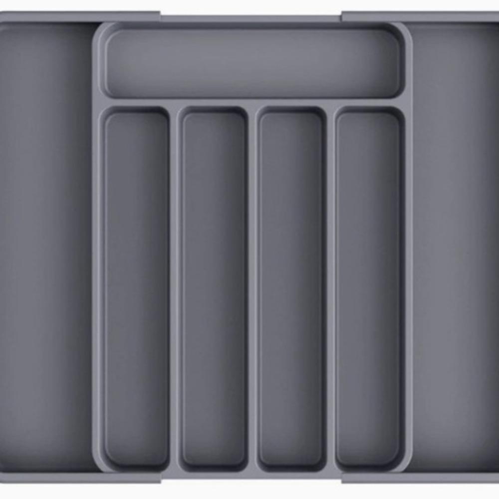 Регулируемый лоток для столовых приборов Расширяемый лоток для сортировки посуды Премиальное решение для хранения на кухне Ящик серый