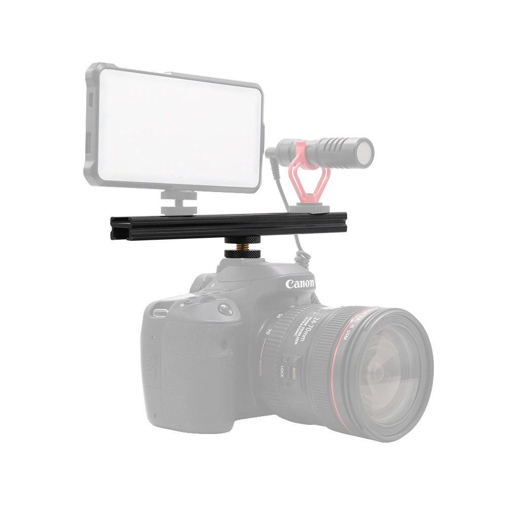Tripod Mount with Long Horizontal Bar, Flash Hot Shoe, Multi-Position Phone Holder, and Fill Light Bracket