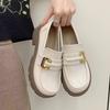 2025 Autumn New Loafers Women's Mid-Heel Single Shoes PU Fashion Low-Cut Slip-On Chunky Heel Deep Mouth Thick Sole Casual