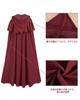 [Kami-Yu-Hyaku] Long Witch Cape with Hood, Medieval Vintage Cloak for Halloween Cosplay (Red, L)