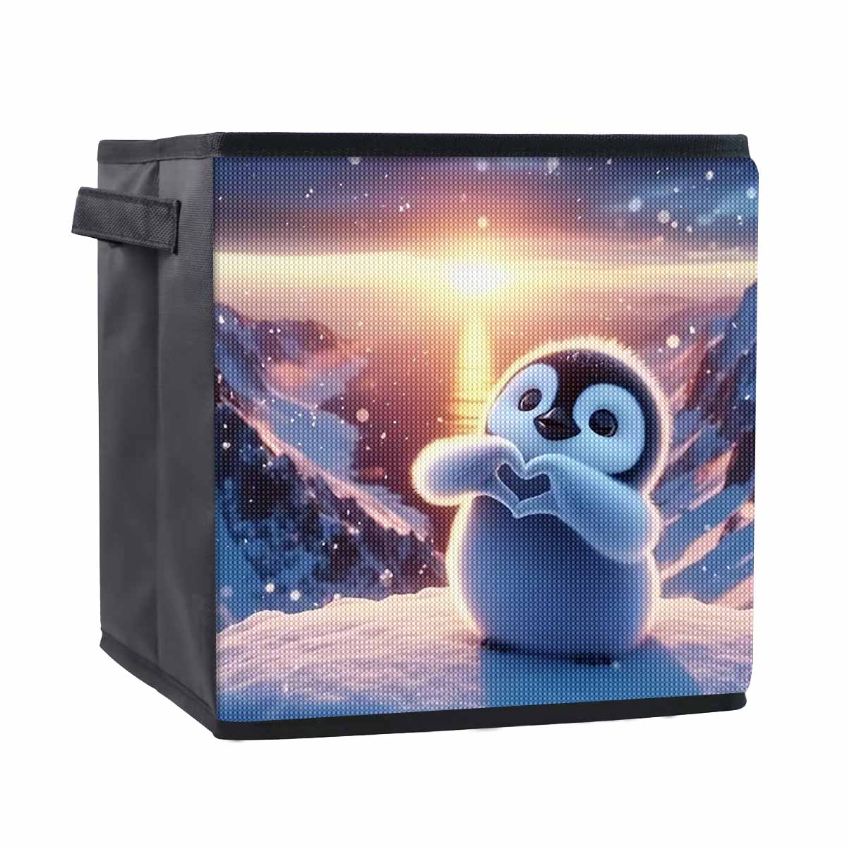 

A Penguin Making A Heart Shape 5D Diamond Painting Storage Basket Full Round Drill Mosaic Diamond Embroidery Cross Stitch Kits Home Decor Home Decor 25cmx25cm