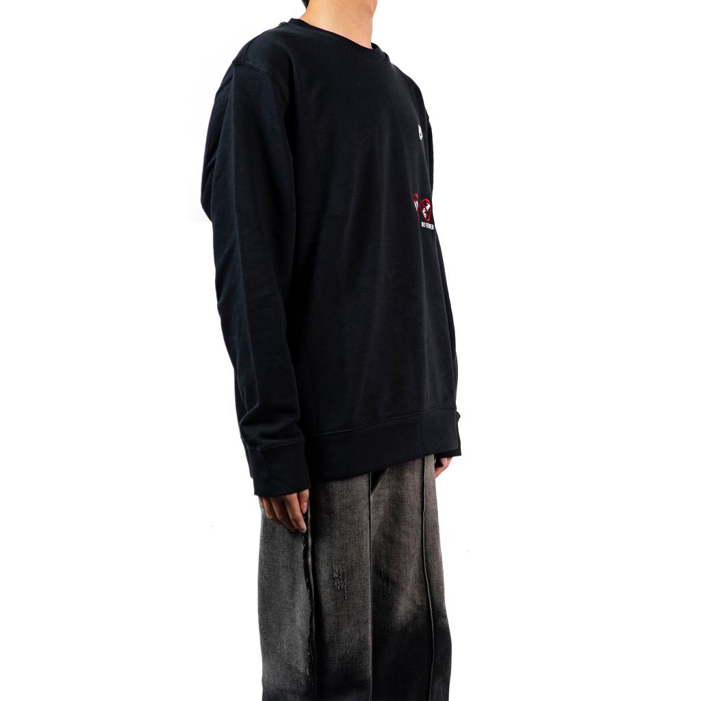 Nike Fantasia Incredibile Emo Emozione Ricamo Fatto a Mano Felpa Casual Ampia Girocollo Unisex Felpa Nera BV2667-010EMO