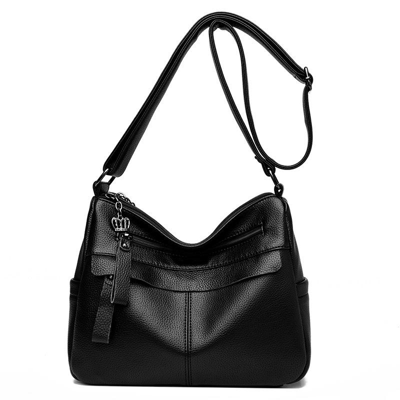New Crossbody Bag for Women's Bag Soft Leather Texture Middle-aged and Elderly Mother-in-law Casual Bag Simple European and American Shoulder Bag