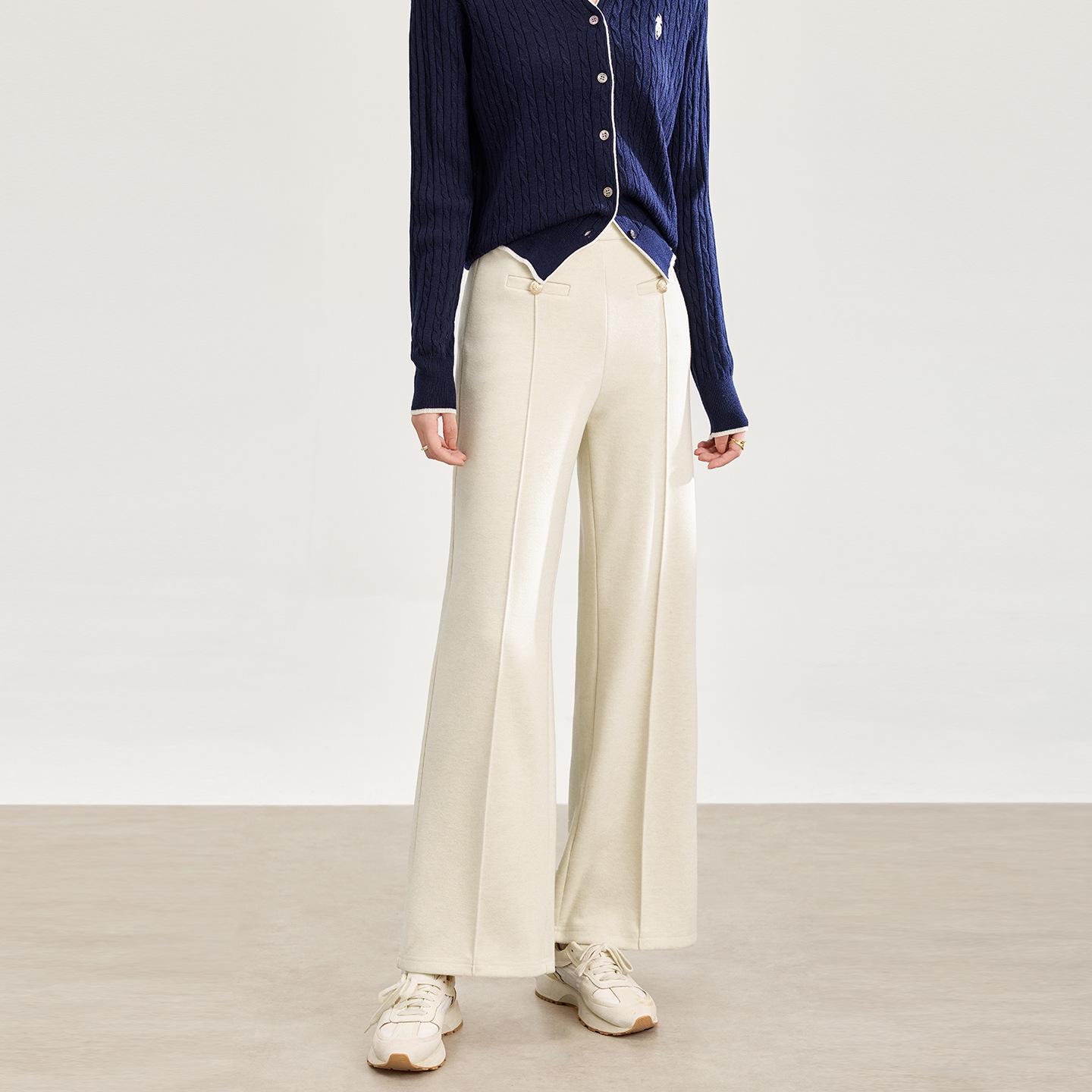 

Soft & Resilient Velvet Feel Fashionable Fishbone Straight-Leg Pants Large абрикосовый