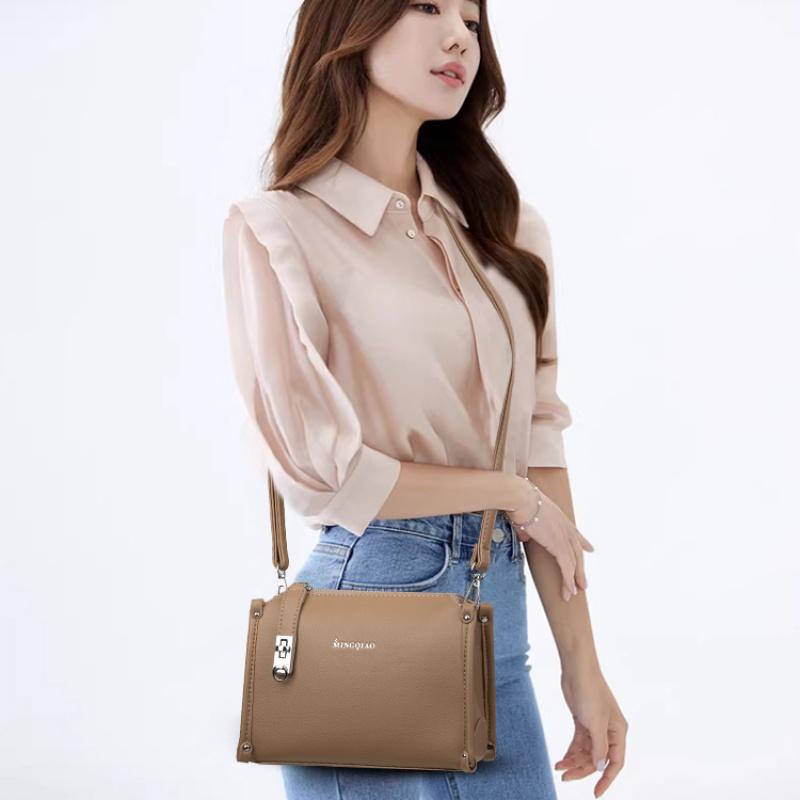 Damen Schwarz PU-Leder Umhängetasche, Kleine Lässige Schulterhandtasche mit Metallschnalle, Tägliche Geldbörse