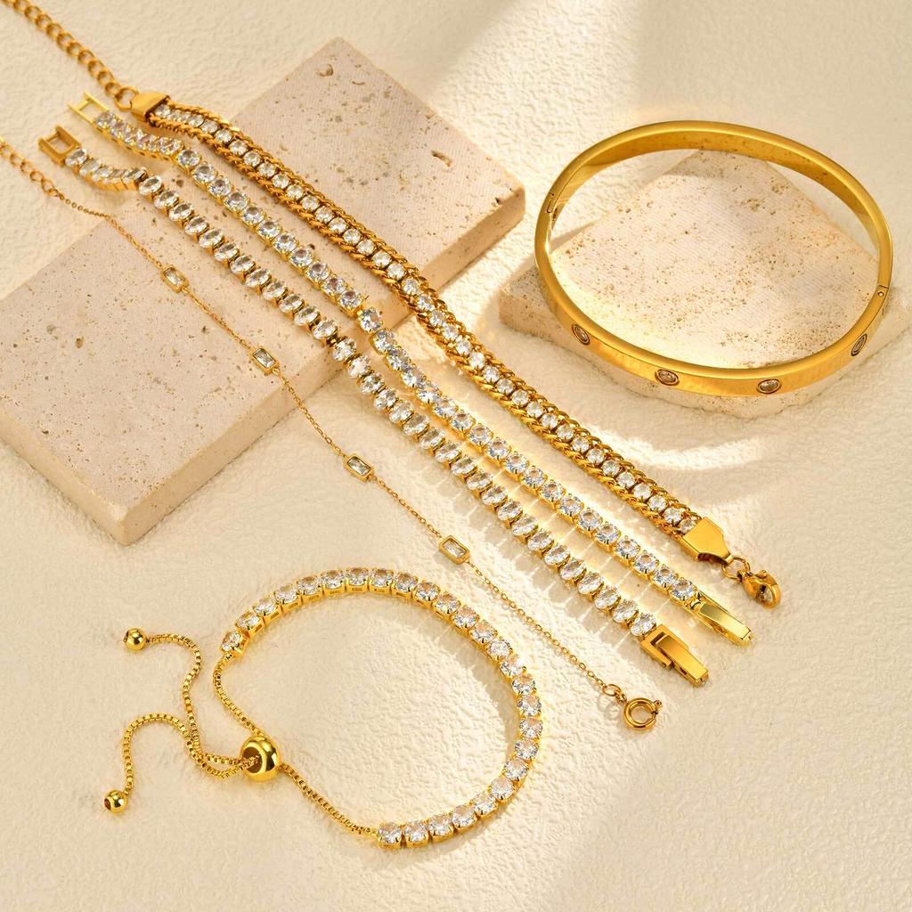Kristall CZ Armband Wasserdicht, Tennis Handketten Armbänder Für Damen, Edelstahl Großhandel Schmuck