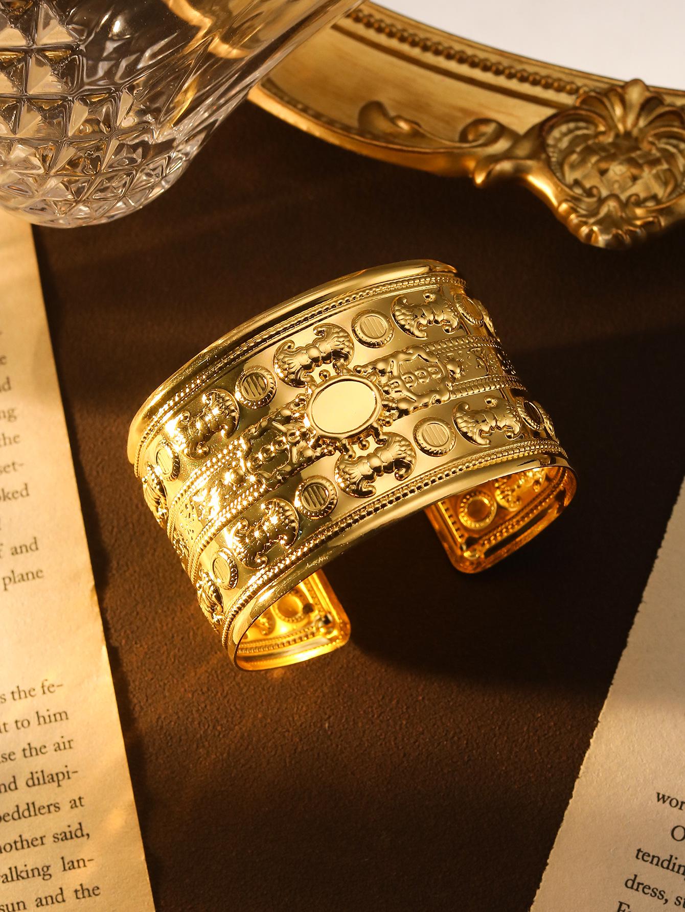 

Богемский Этнический Тибетский Золотой Открытый Браслет-Манжета - Трендовые, Модные, Крутые Украшения