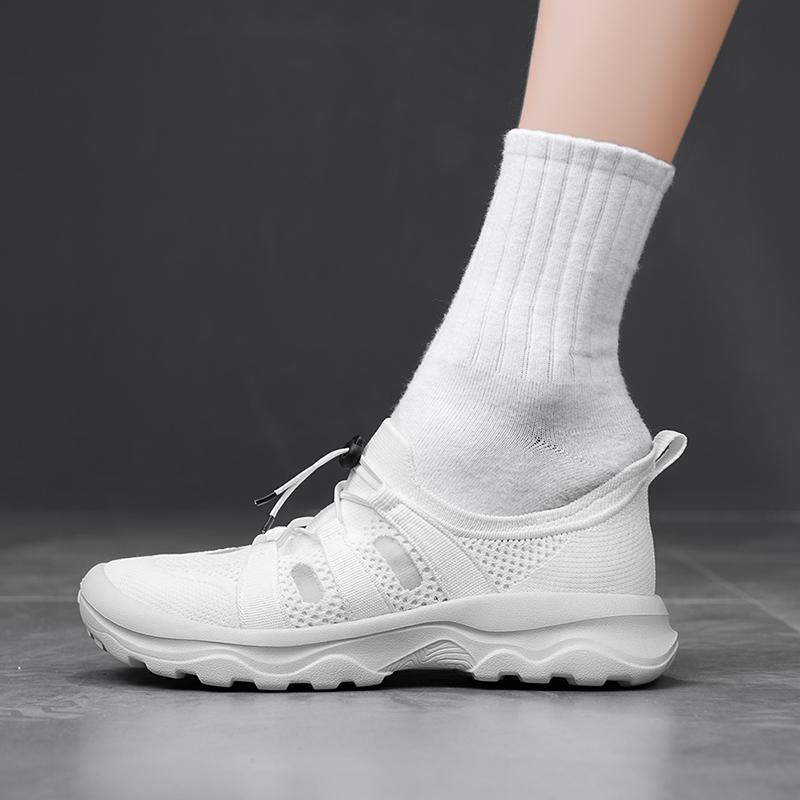 Autumn Hollow Breathable Mesh Mens Casual Shoes Lightweight Morning Running Rebound Sports Shoes Soft Versatile Walking Shoes