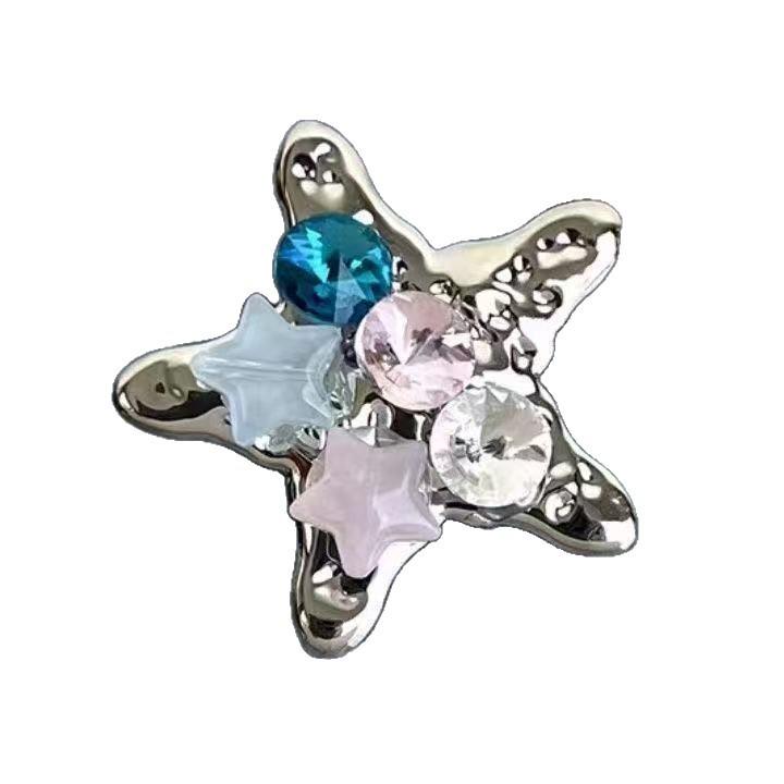 Rosa Strass-Haarspangen-Set: Legierung Silber Pony und Entenschnabel-Klammern