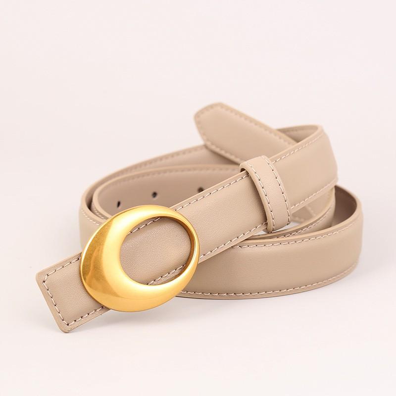 Womens Vintage Leather Belt Gold Buckle Dresses Jeans Fashion Accessory