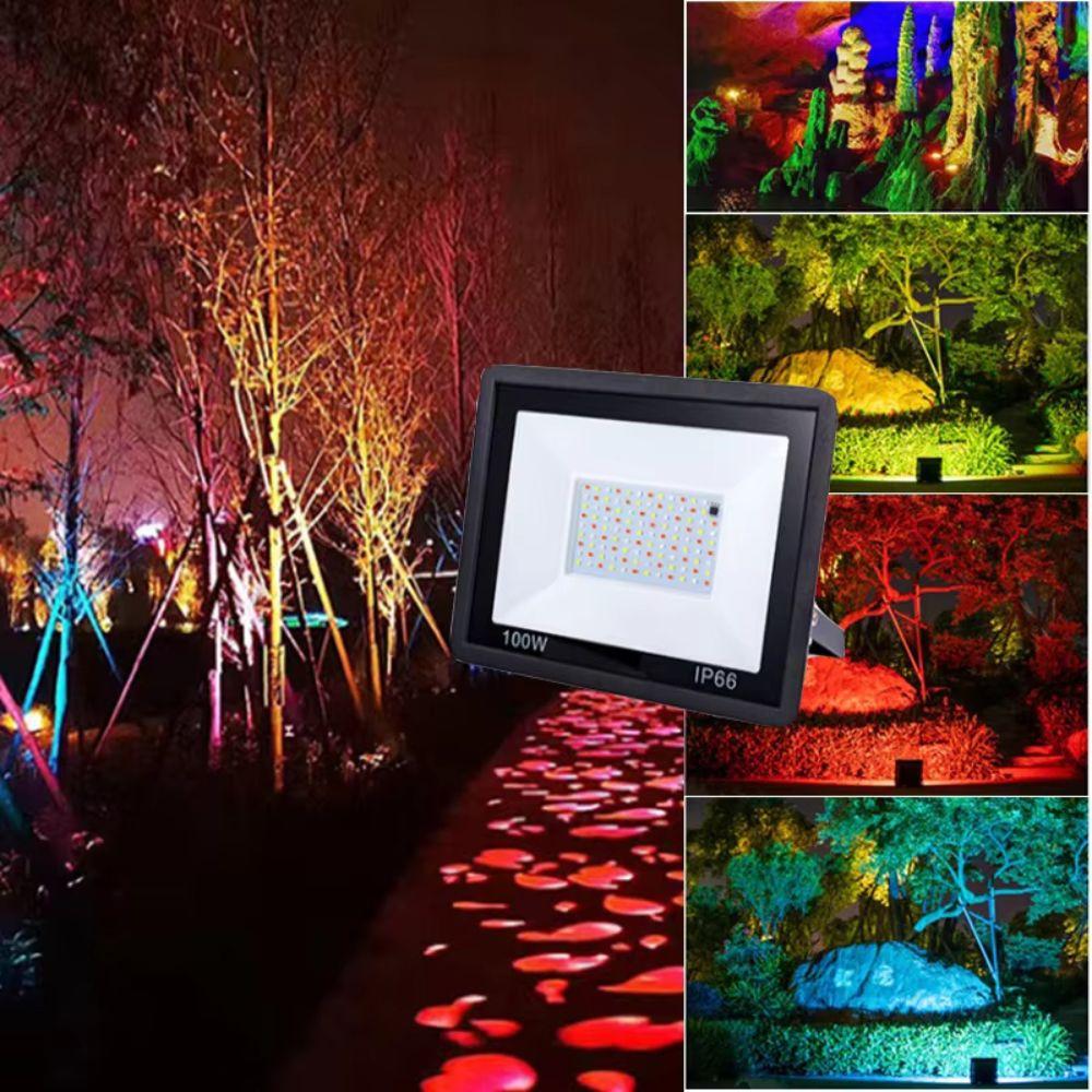 With Remote RGB LED Floodlight Multicolor Outdoor Lighting Reflector Landscape Lights Garden