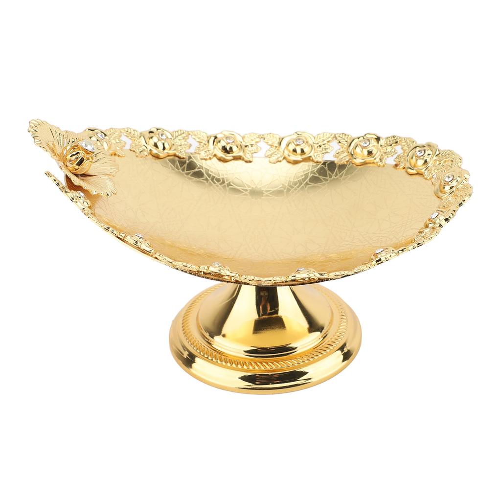 European Cake Stand Golden Fruit Tray Candy Serving Plate Oval Snack Dessert Storage Plate for Home