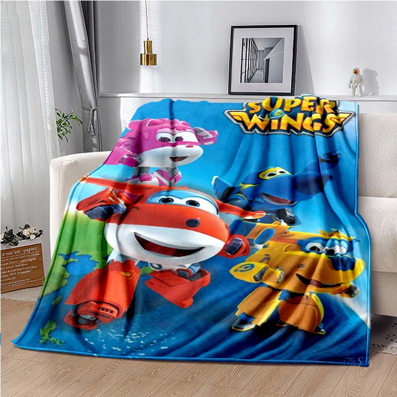 Cartoon Anime Super Wings Throws Blanket for Bedding Picnic Kid Super Soft Cute kawai high quality Flannel Blanket birthday gift