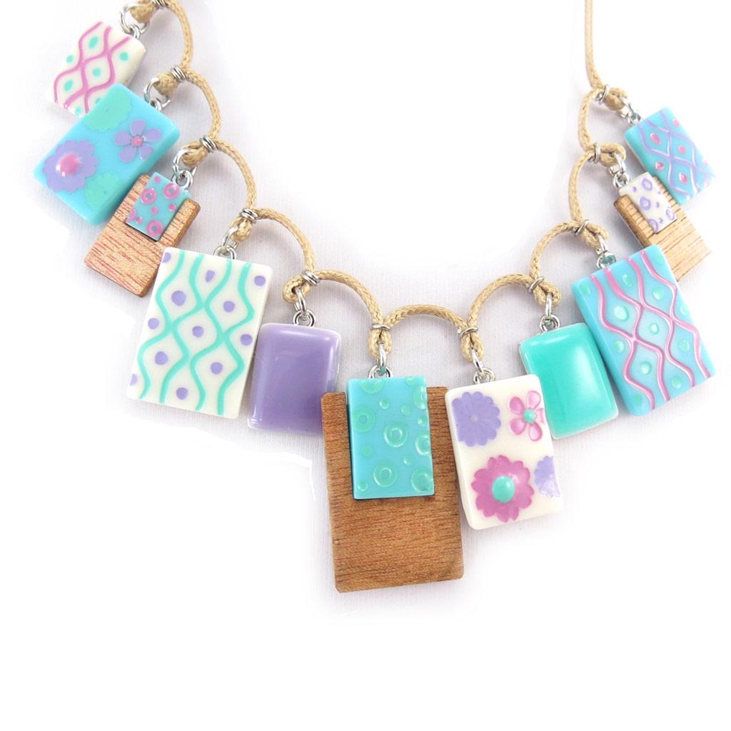 NOA [K0187] - Collier Créateur 'Bora Bora' turquoise mauve