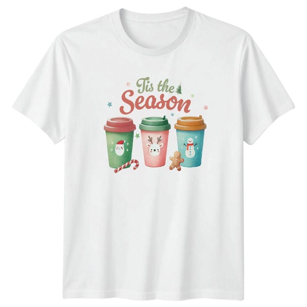 Tis The Season Christmas Holiday Coffee Cups Graphic Tee Unisex Unisexs S