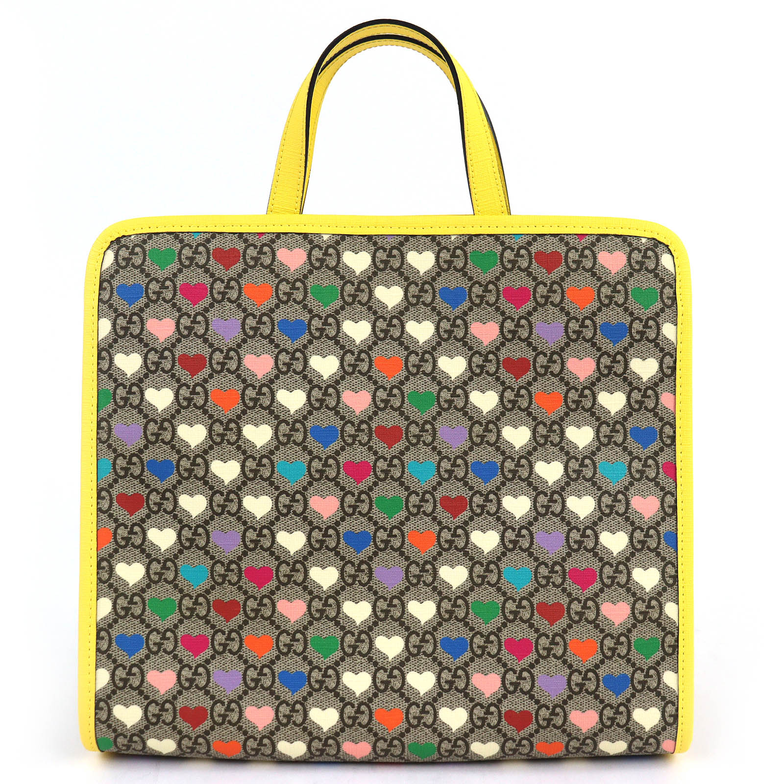 

Excellent GUCCI Handbag Children s Heart yellow GG Supreme Canvas Women 605614 Used