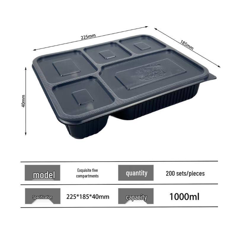 Zebian Disposable Compartmented PP Plastic Lunch Boxes with Lids