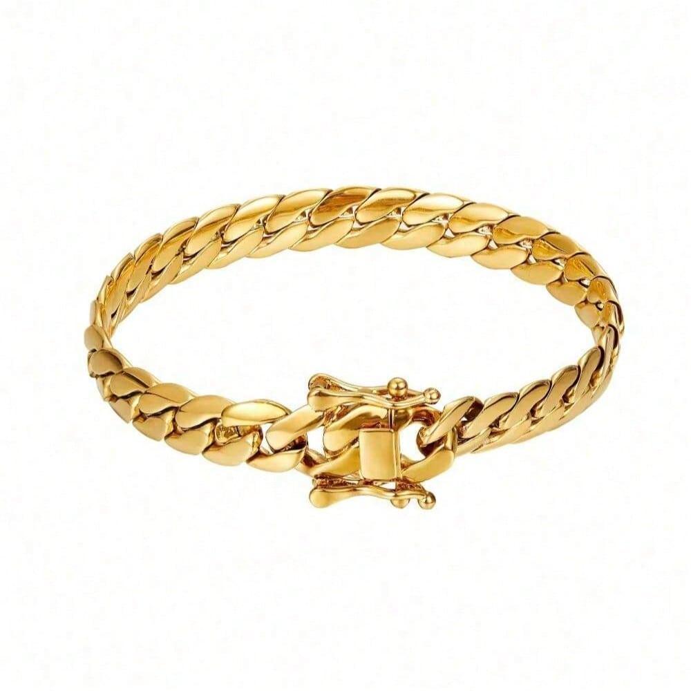 Cuban Link Chain Necklace 9.6mm Gold Color Stainless Steel Thick Mens Hip Hop Rapper Jewelry Gift