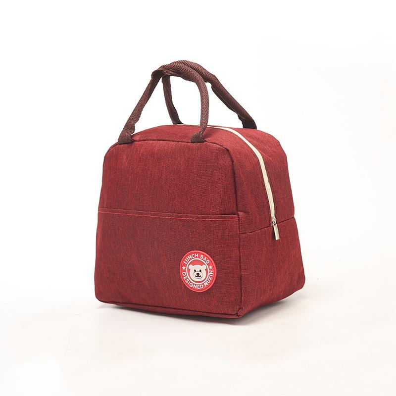Bento Bag with Aluminum Foil Simple Insulated Lunch Box Bag Oxford Cloth Large Capacity Thick Hand-held Bento Bag Lunch Bag