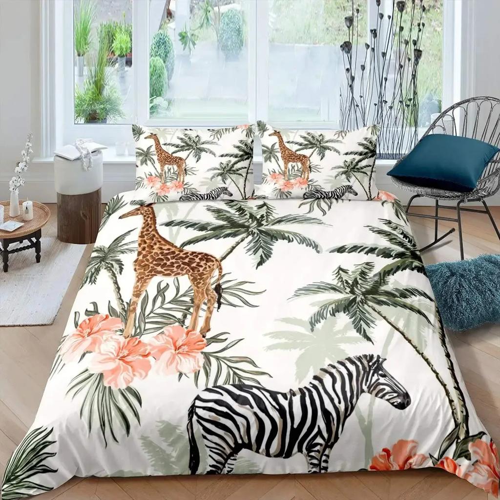 Zebra Duvet Cover Set King Size 3D Horses Steed Bedding Sets Africa Wild Animal Comforter Cover Set Personalized Bedspread Cover