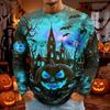 Men's Halloween Print Long Sleeve Round Neck T-Shirt Fashionable Top